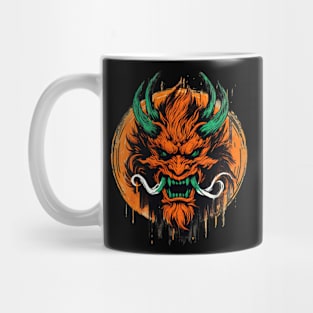 Orange face oni demon Mug